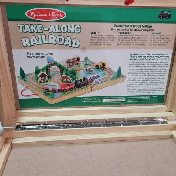 Melissa & Doug 17-Piece Wooden Take-Along Tabletop Railroad perfect for travel - Picture 13 of 13